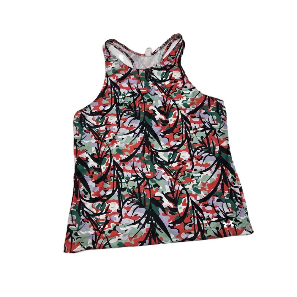 Under Armour HeatGear Fitted Camouflage Tank Top Multicolor Red Green Black Sz M